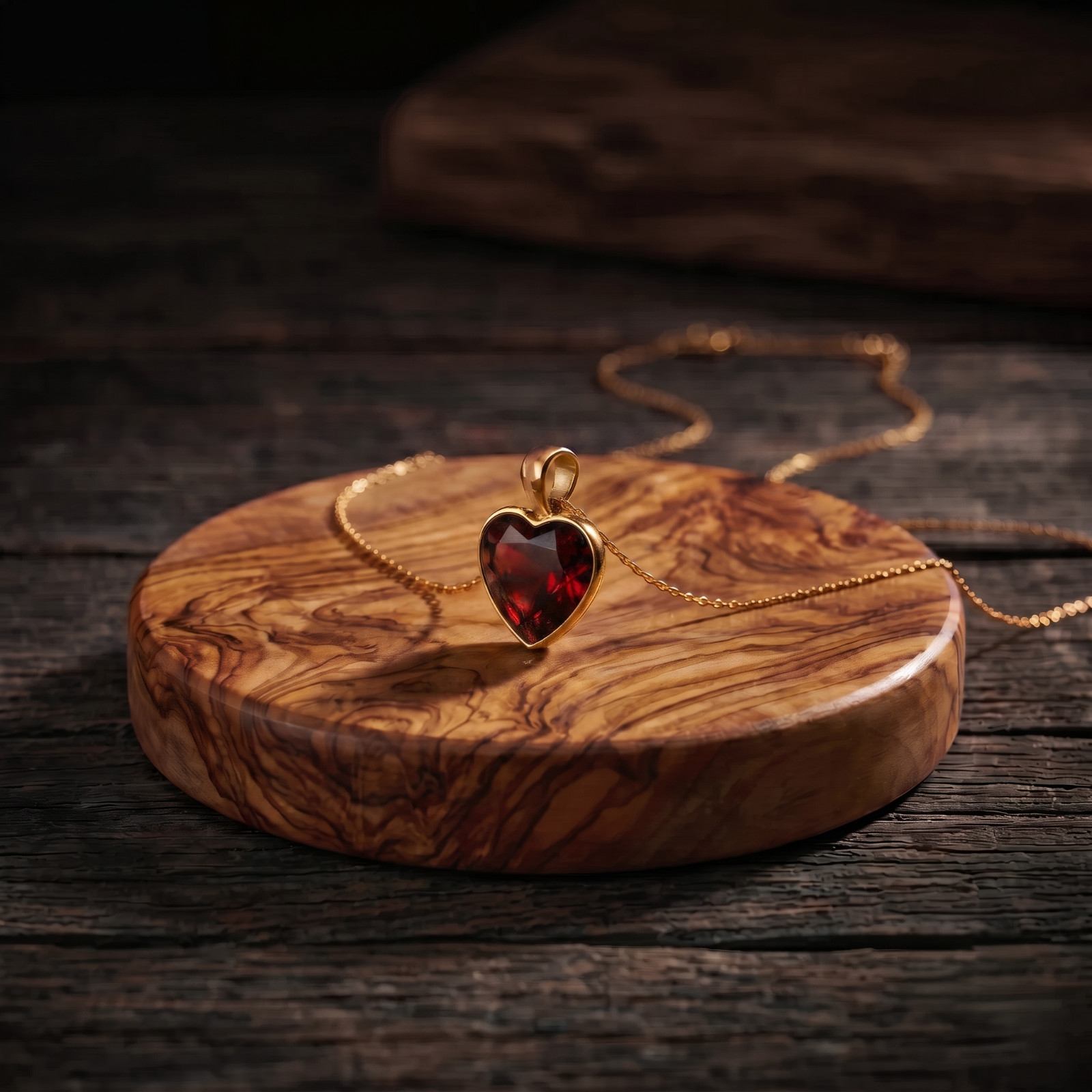Red Garnet January Birthstone 14k Gold Filled Handmade Dainty Heart Pendant