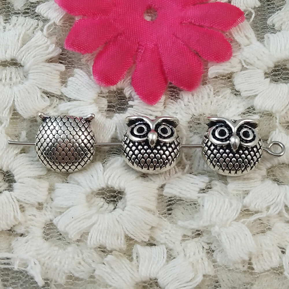 Free Ship 26 Pcs Antique Silver Owl Spacers 11X11MM H-5247