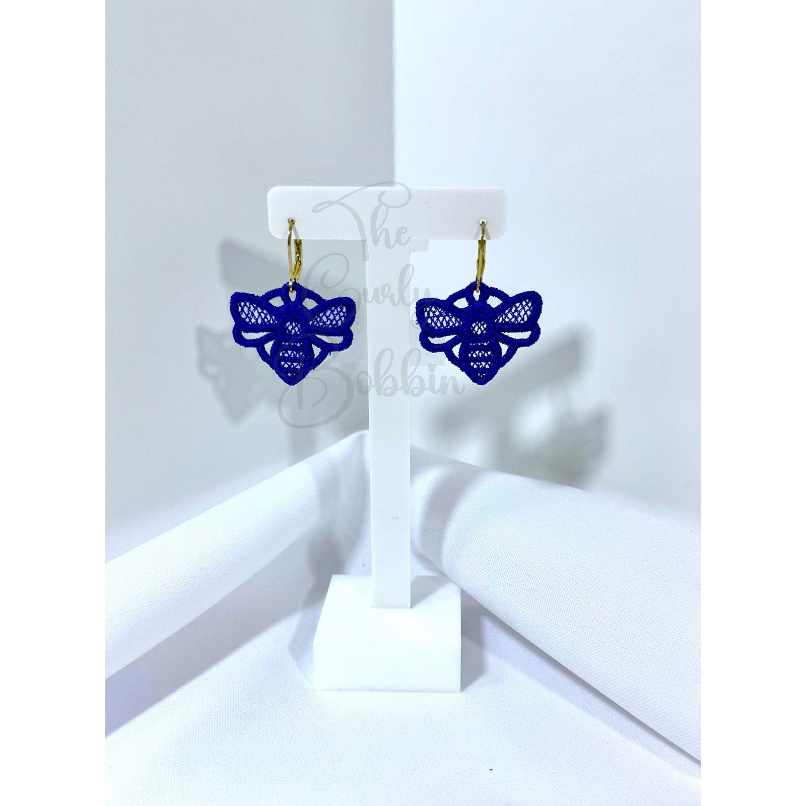 Embroidered Lace Bumblebee Leverback Earrings and Charm Bundle Birthday Gift