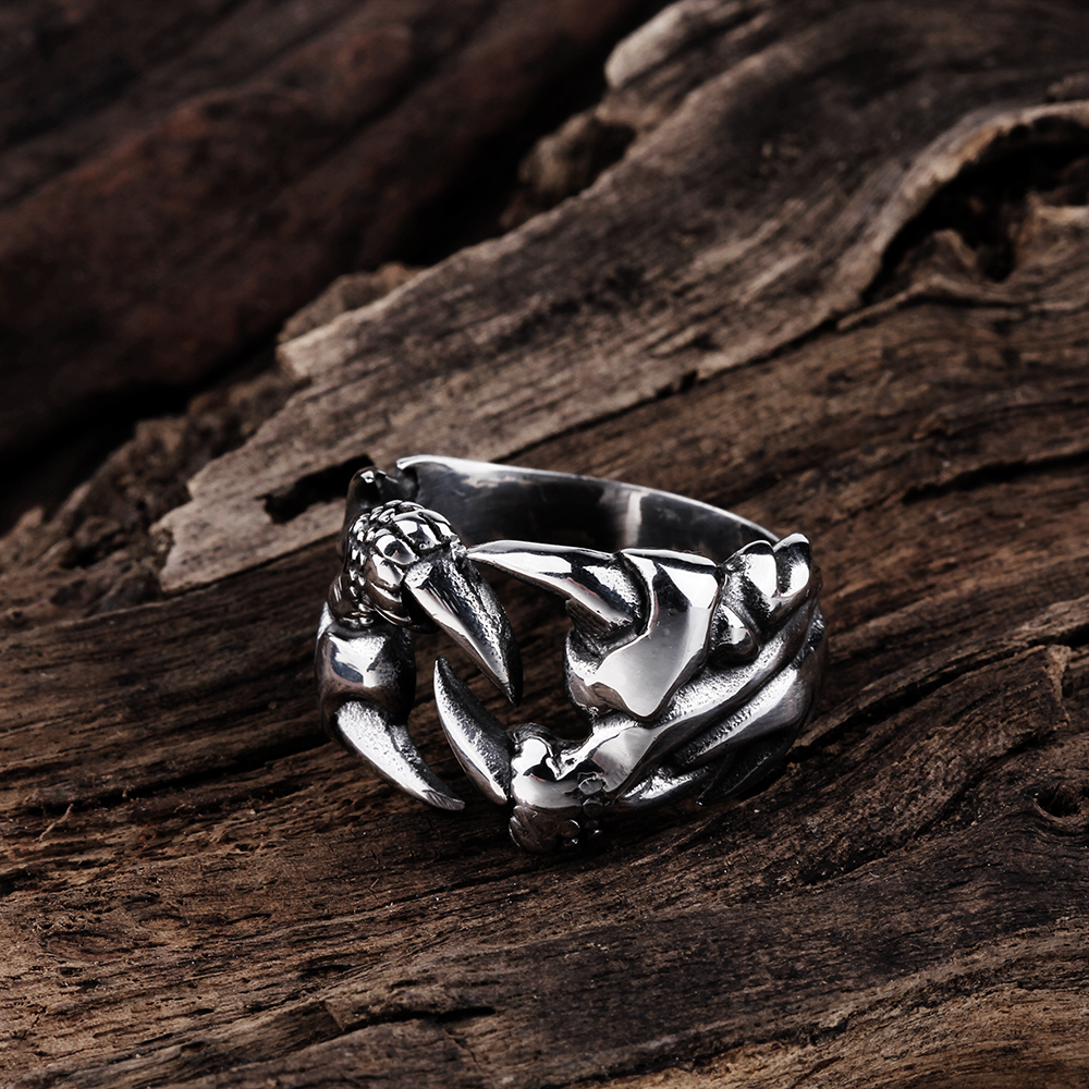 Stainless Steel Antique Gothic Biker Tribal Ring Black Men’s Unisex Claws B189