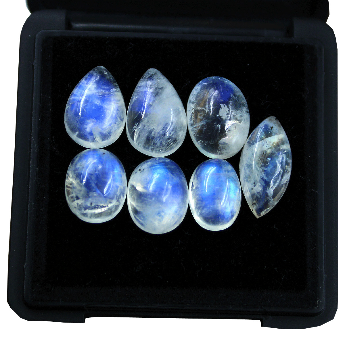 7 Pcs Natural White Labradorite AAA Quality 11.8mm-17.4mm Cabochon Gemstones Lot