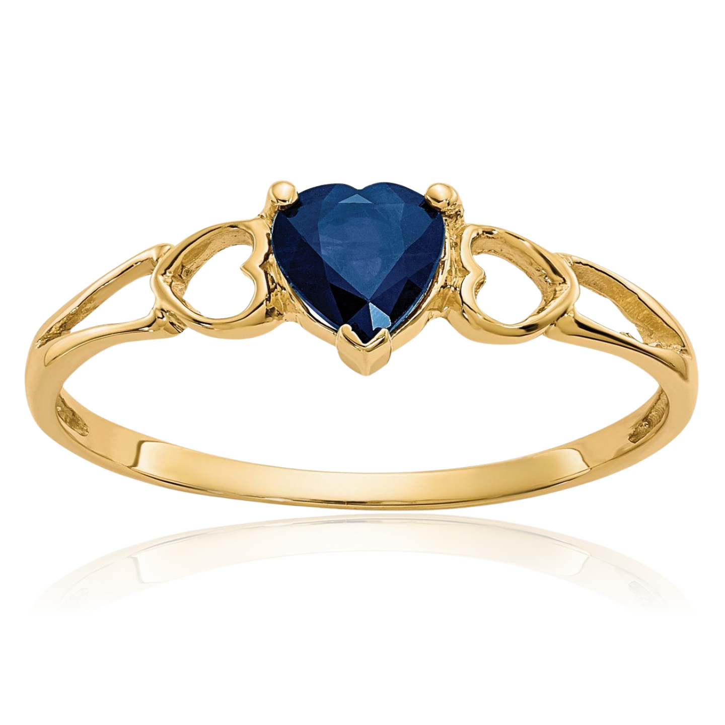 10K Solid Yellow Gold 0.57 ct Blue Sapphire Solitaire Promise Ring Heart Cut,