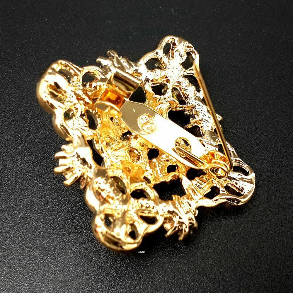 24pc Vintage Brooch Lot Mixed Alloy Rhinestone Crystal Pins Wedding Bouquet DIY