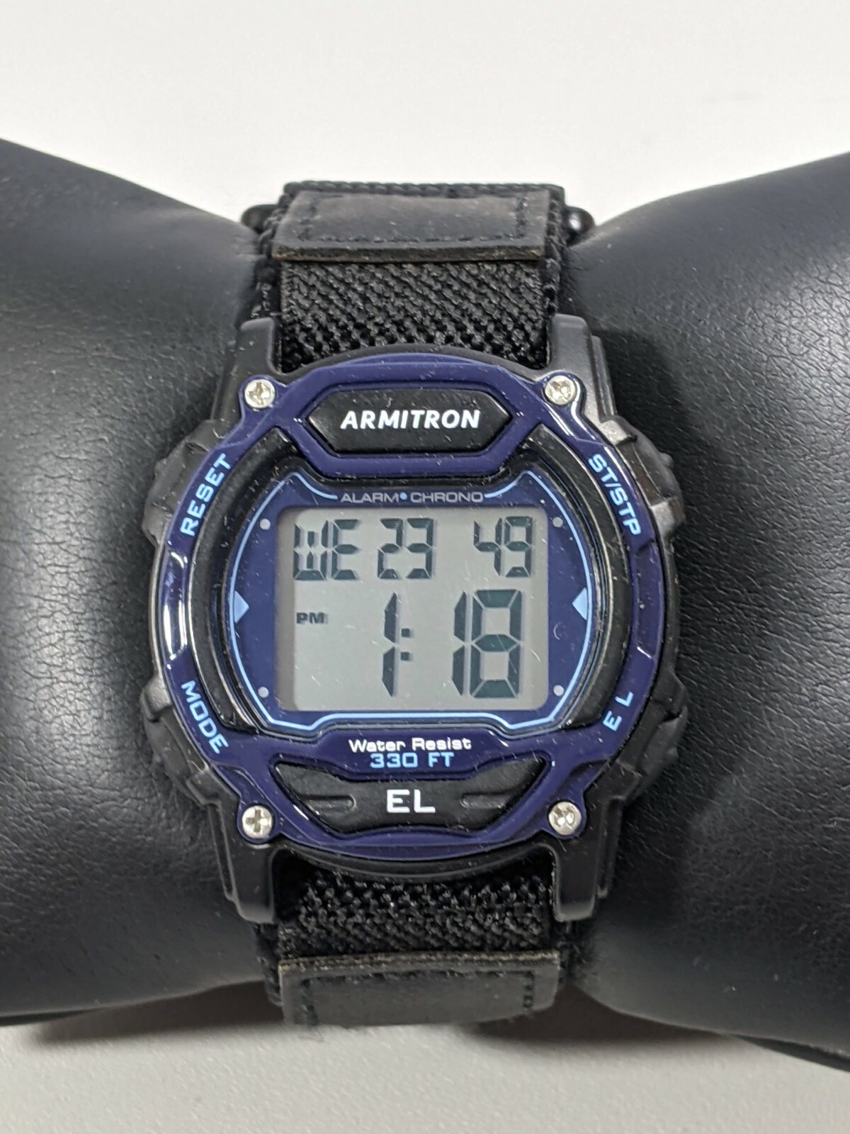 Armitron Digital Alarm Timer Chrono Date Day Indicator Light Up Watch Canvas