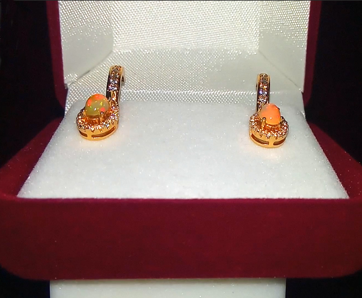 🔥🔥🔥Exclusive FIRE OPAL Silver & Gold Hoop / Hoop Earrings / Hoops Earrings