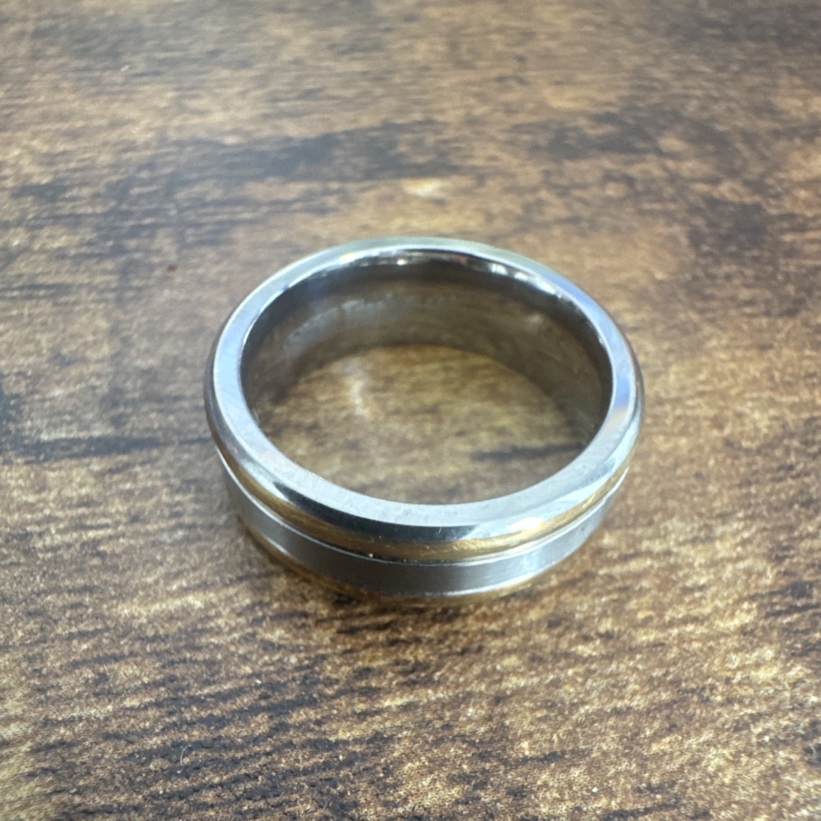 Triton 18K Two-Tone Silver & Gold Wedding/Anniversary Band Ring Size 8
