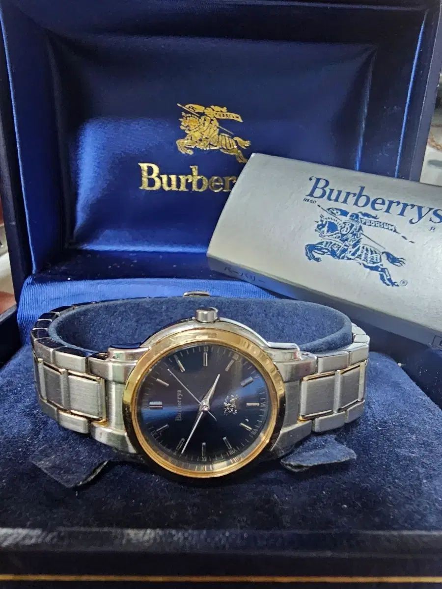 Burberry Watch 2 Piece Set Blue Dial Denim Version Metal Watch