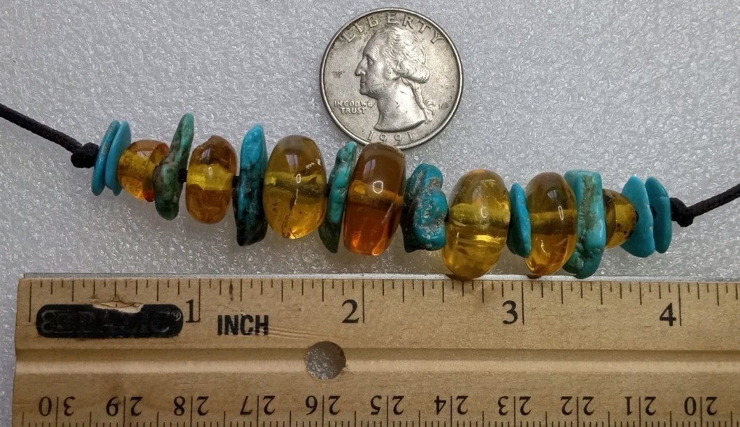 Amber Natural 25 million years old from Mexico, genuine Turquoise necklace.