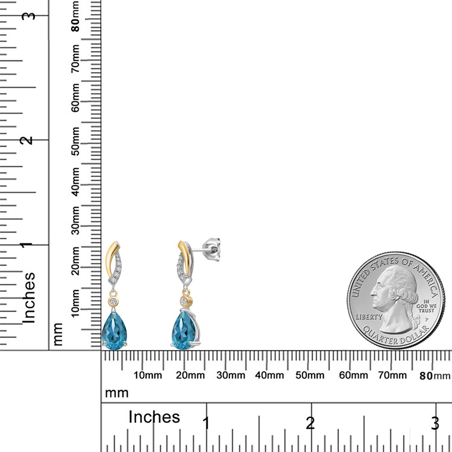 3.33 Ct London Blue Topaz G/H Lab Grown Diamond 925 Silver and 10K Yellow Gold