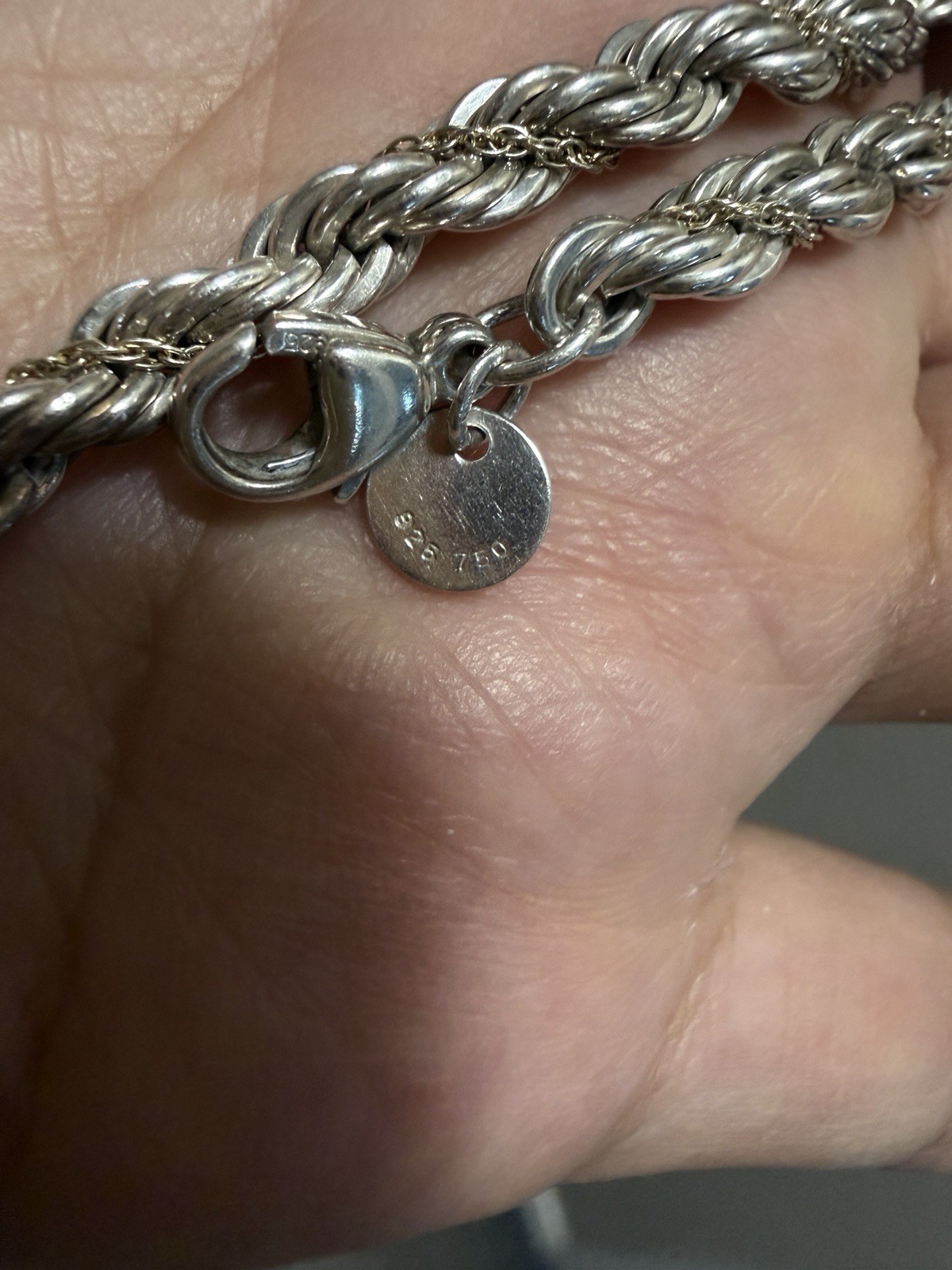 tiffany and Co 925 Sterling Silver Rope Chain Bracelet