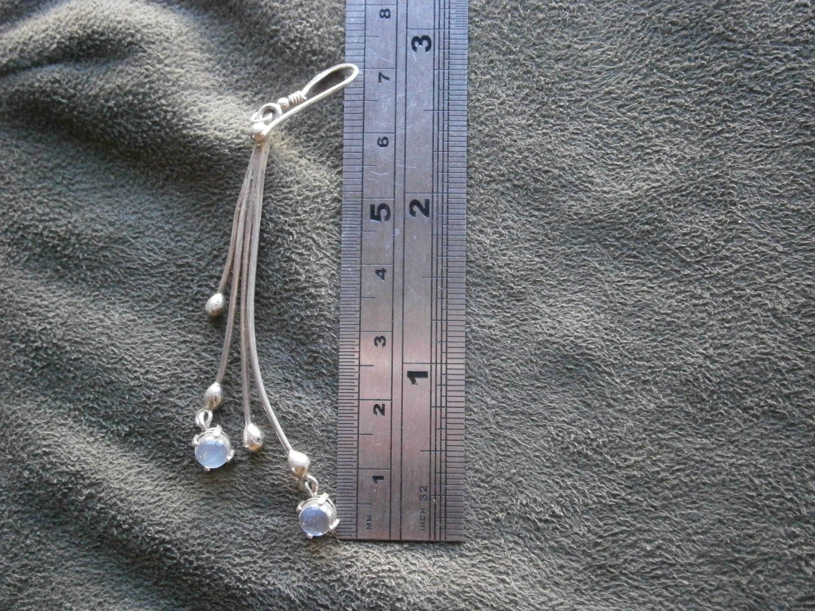 Long Fixed Clear Crystal Vintage Sterling Silver Dangle Hook Earrings 6.5g