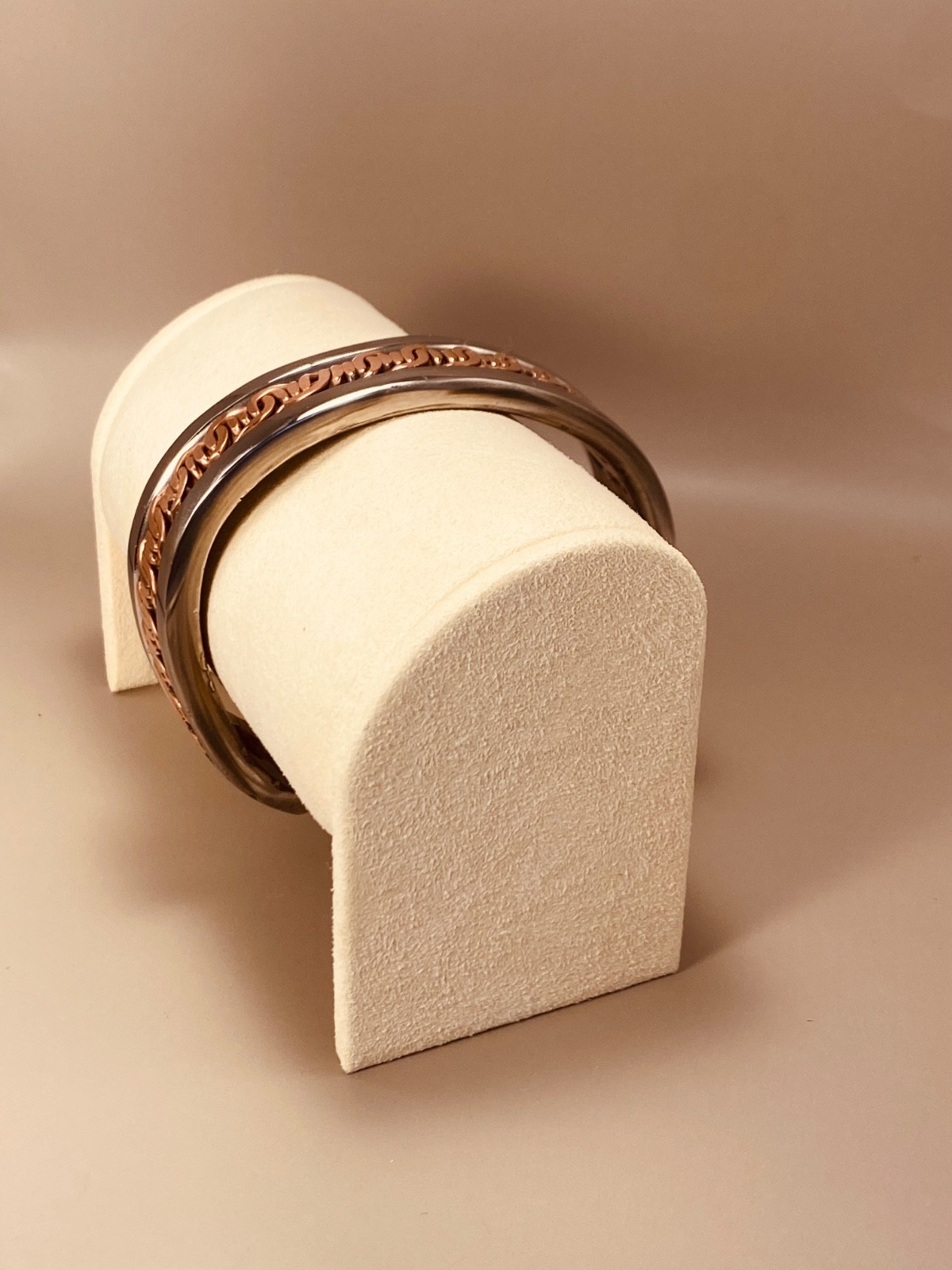 Mens Artisan Handcrafted Pure Stainless Steel & Pure Copper Cuff Made in the USA