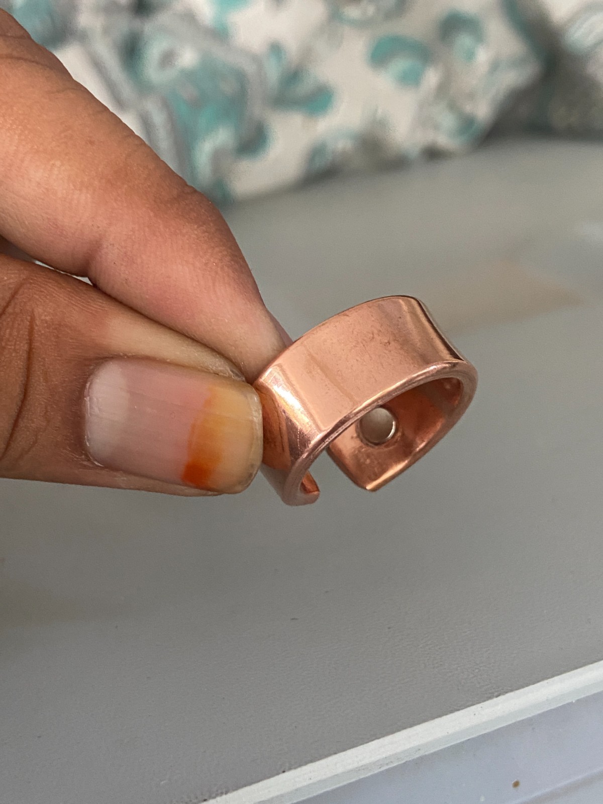Solid Pure Copper Minimalist Healing Ring, Handmade, Unisex, Oxidized Band