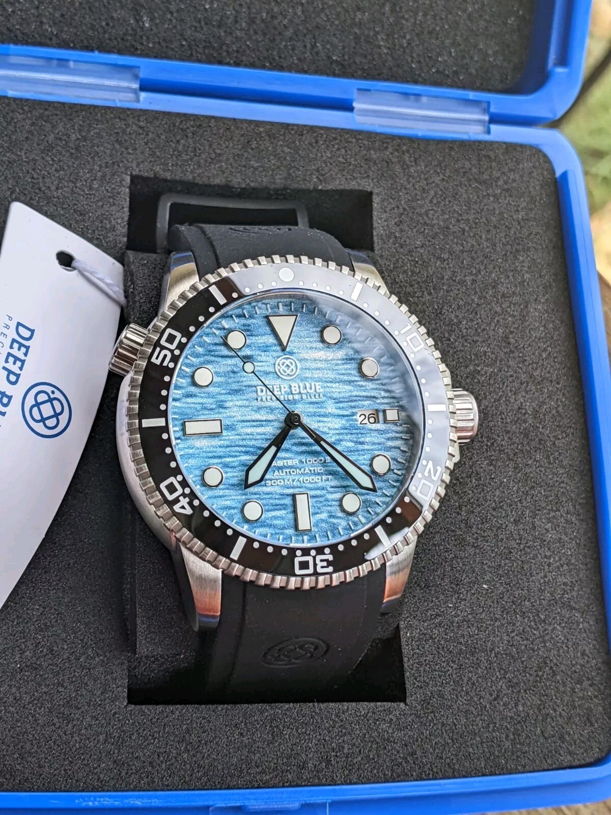 DEEP BLUE MASTER 1000 II 44MM AUTOMATIC DIVER OCEAN AQUA SEA BLUE DIAL