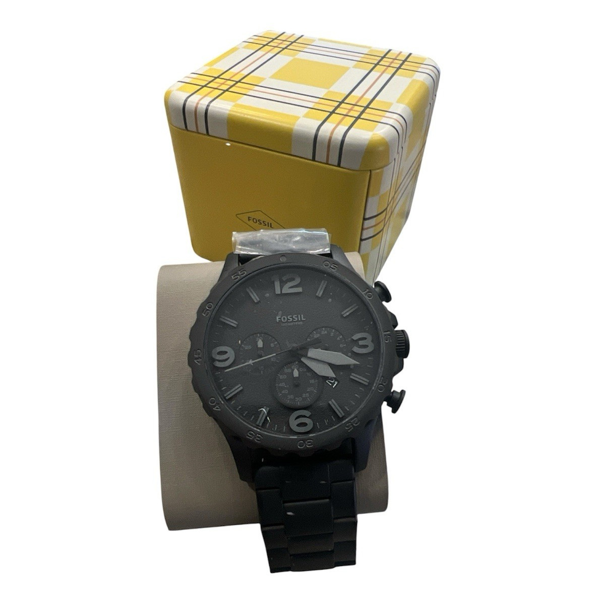 Fossil Nate Chronograph Men’s Watch Black Stainless Steel JR1401 NWT MSRP $195