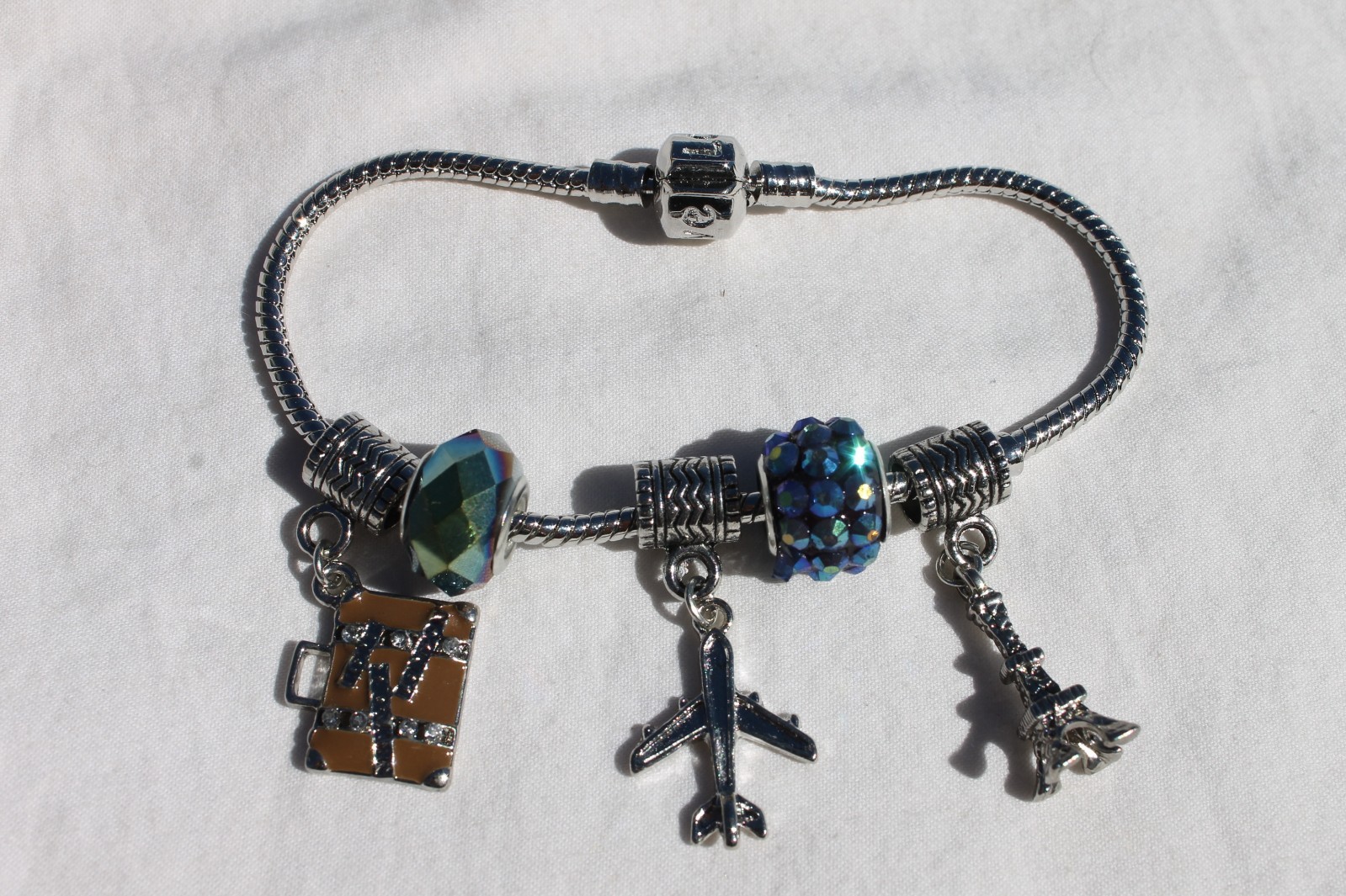 Handmade Travel Paris Bracelet European Style Lampwork Glass Jewelry