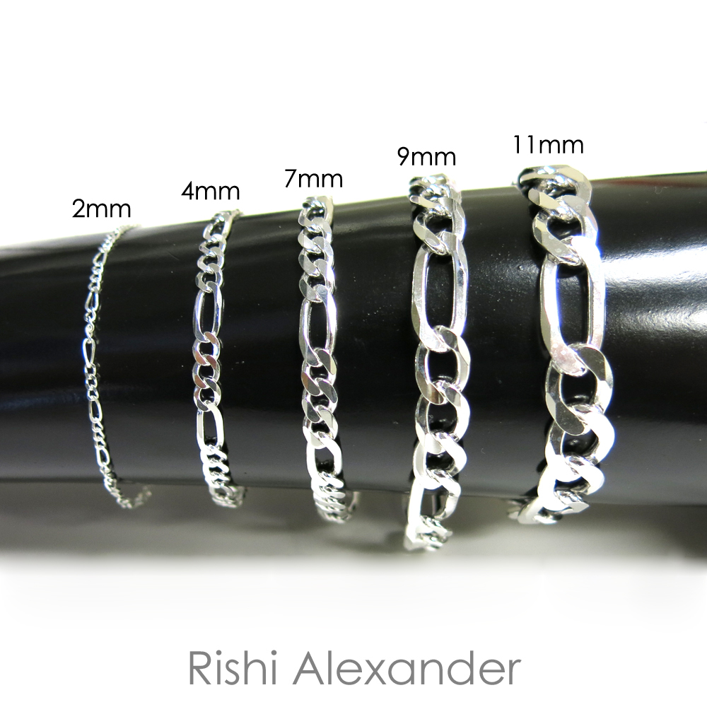 925 Sterling Silver Figaro Mens Womens Chain Bracelet .925 Italy All Sizes