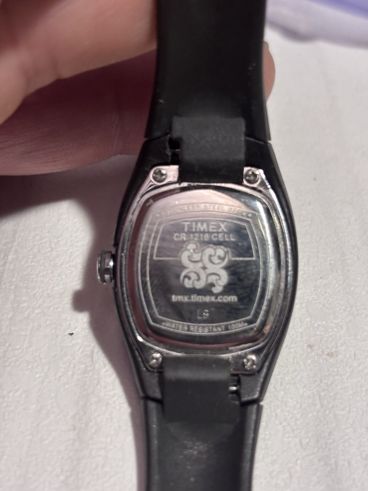 Timex Indigo Analog Quartz 100m Black Rubber Strap Cushion Case Floral Dial