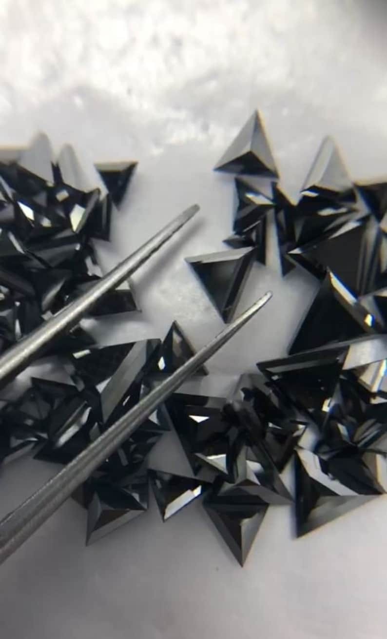 Natural Triangle Shape Black Diamonds Lot Loose Melee Stones for Jewelry Making