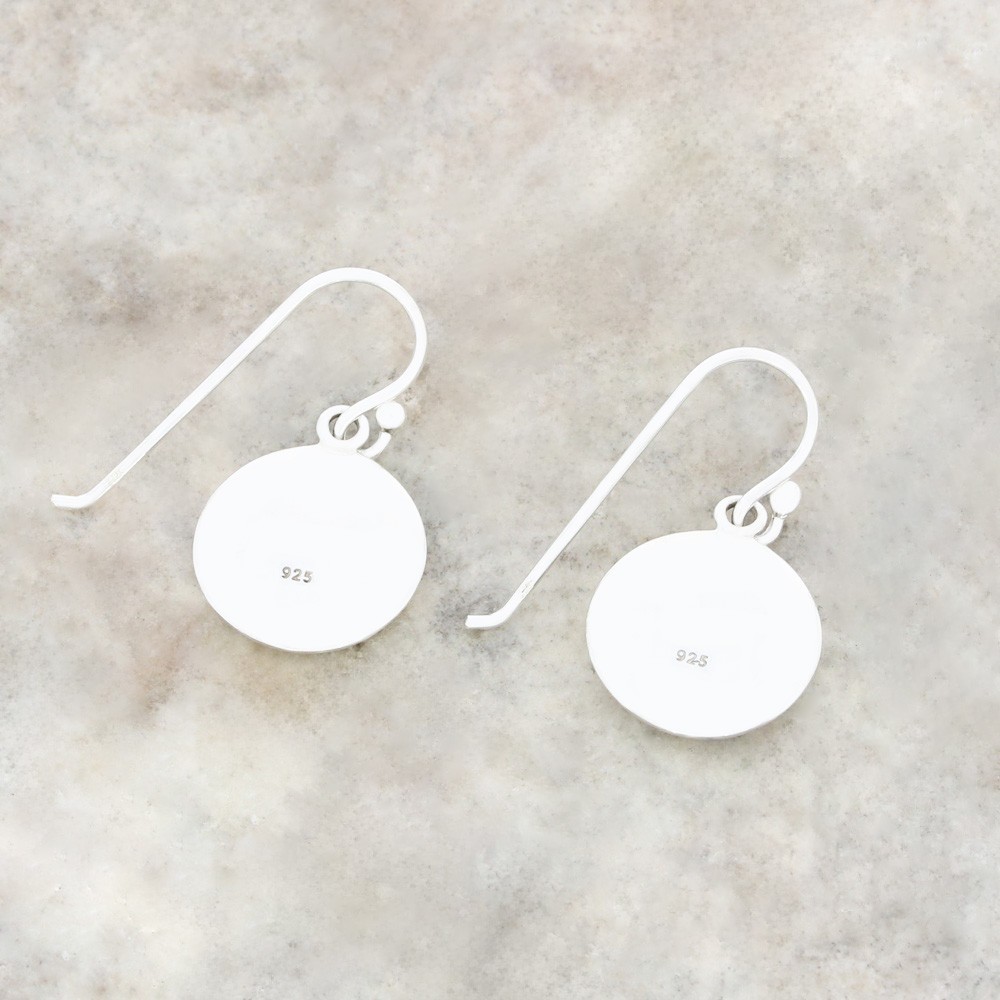 Derbyshire Blue John Drop Earrings Round Sterling Silver DBJ776