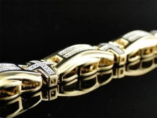8Ct Round Lab Created Diamond Men’s Bracelet 14K Yellow Gold Plated