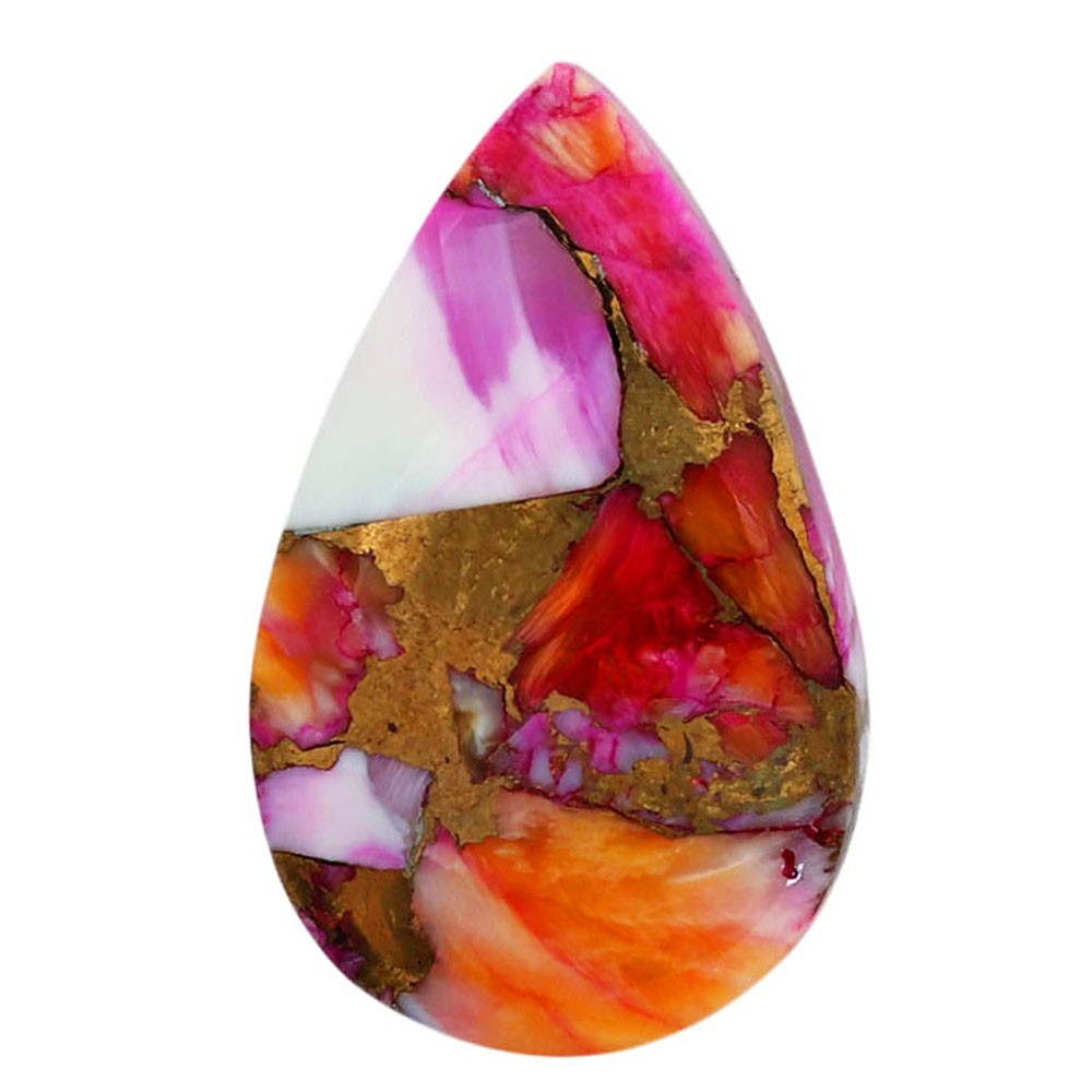 Natural Kingman Orange Dahlia Turquoise 15.3×24.7×5 mm Pear Gemstone LS78-06920