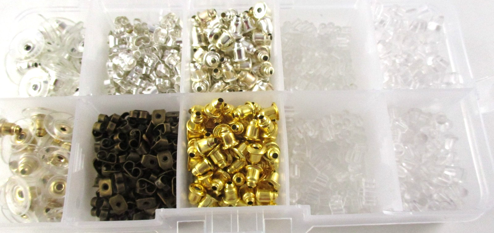 New Earing back variety box, metal, rubber, plastic. for pierced earings