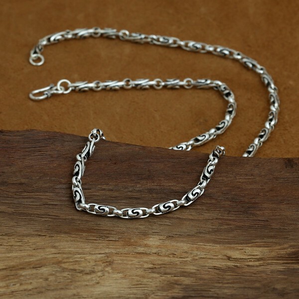 Sterling Silver Spiral Chain 4mm 925 Silver Swirl Chain Necklace 18 to 28 Inches