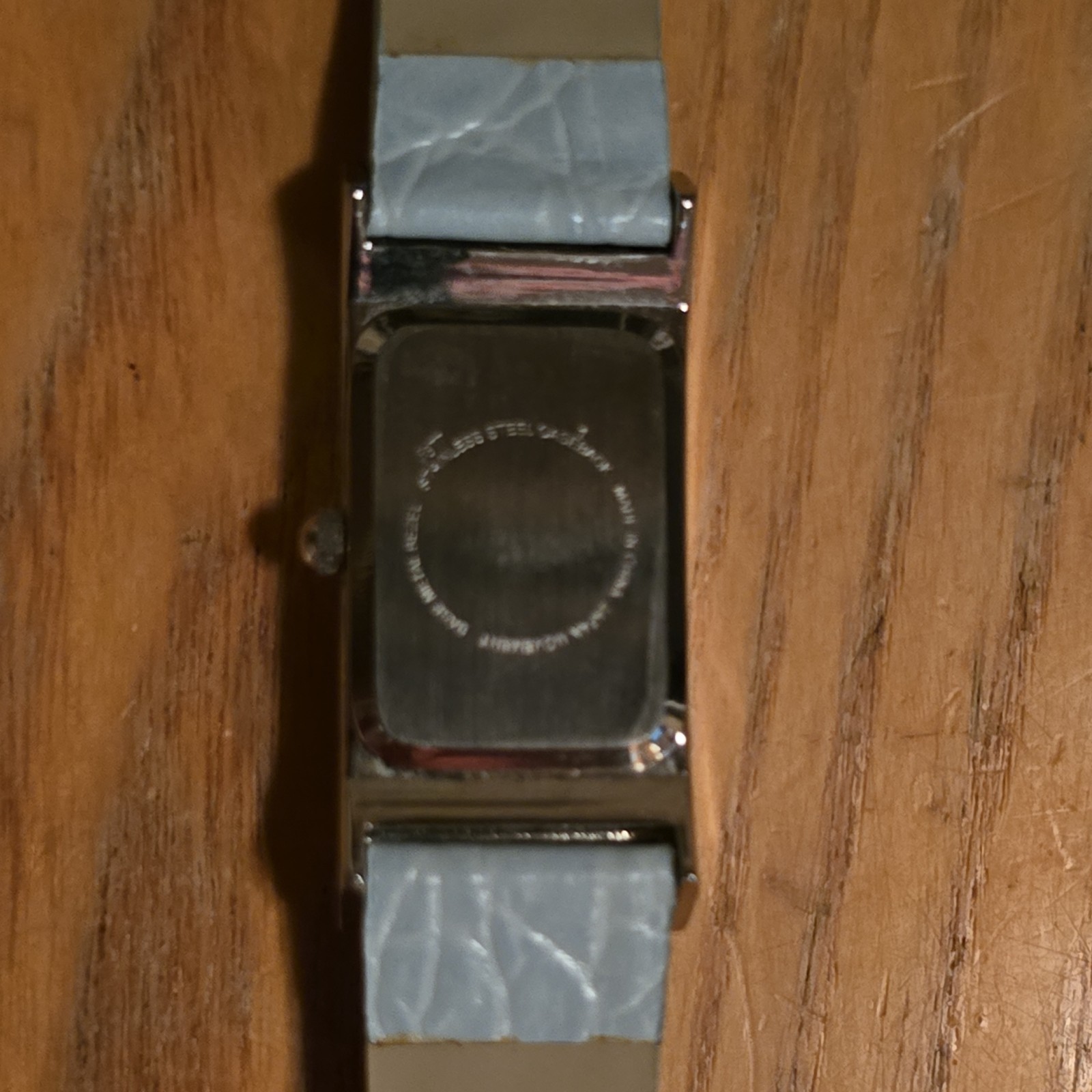 Women’s Quartz Silver Tone Rectangle Analog Watch Blue Leather Strap