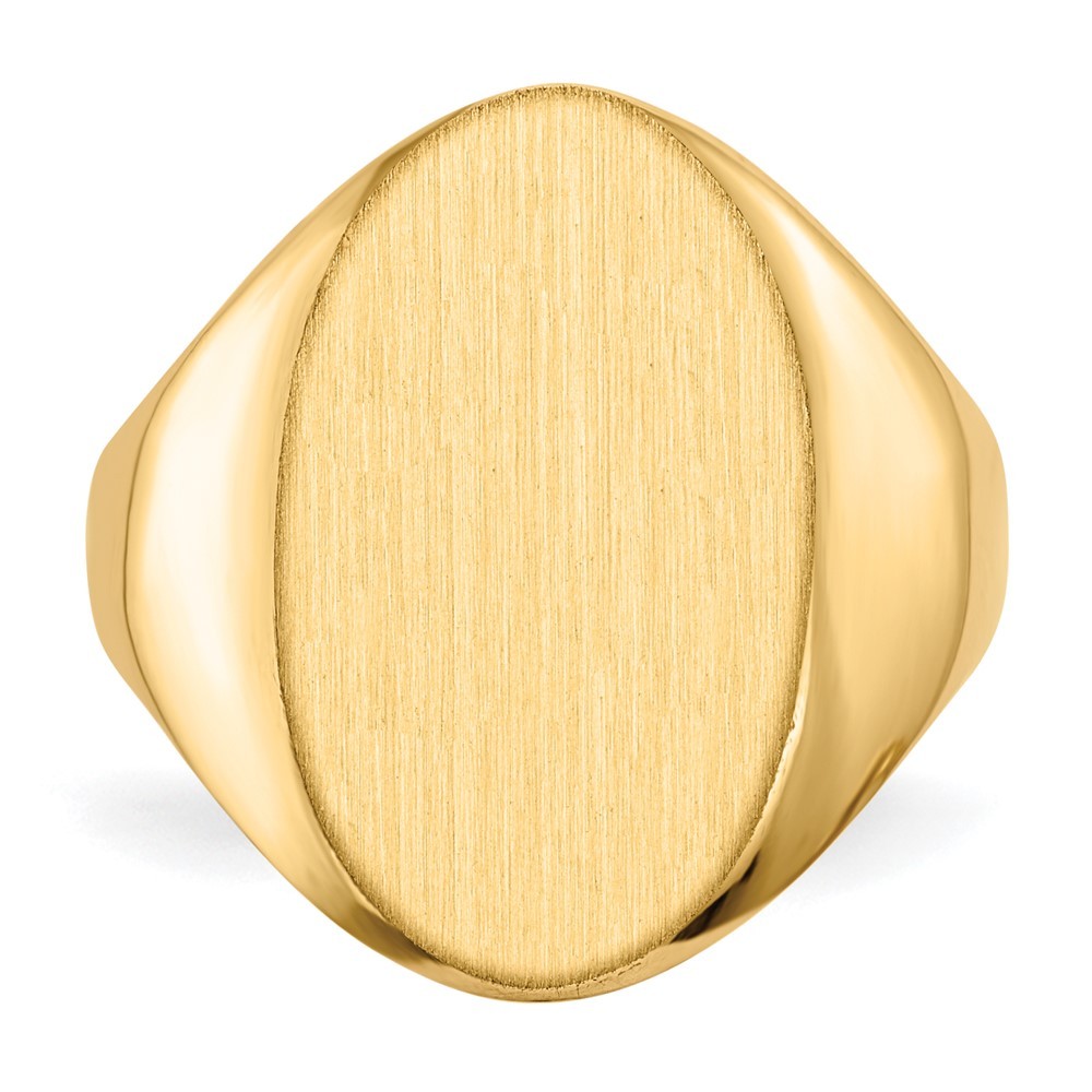 14k Yellow Gold 12.0×17.0mm Oval Open Back Signet Ring Size 7