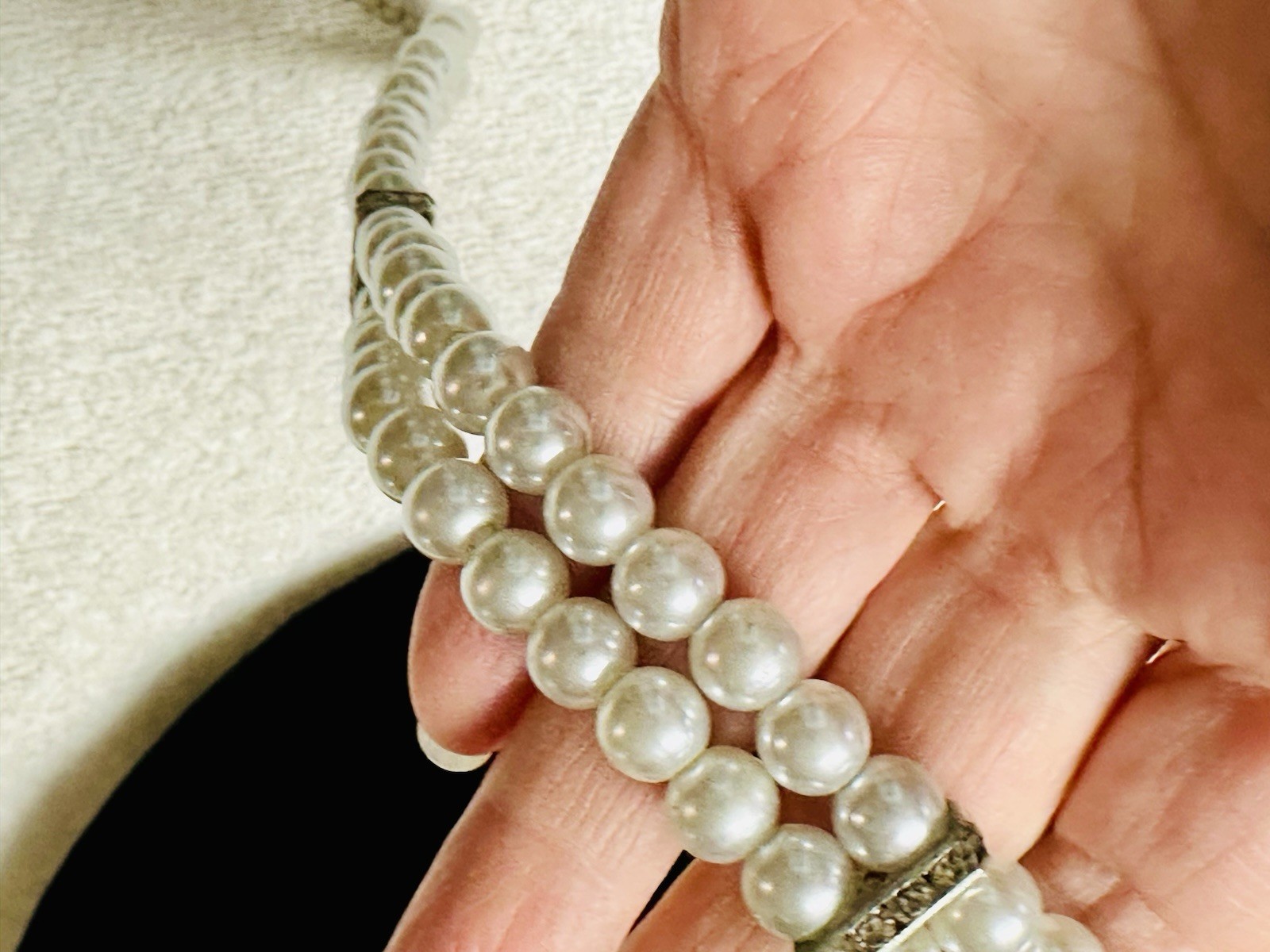 2 Strand Faux Pear Choker Necklace n885