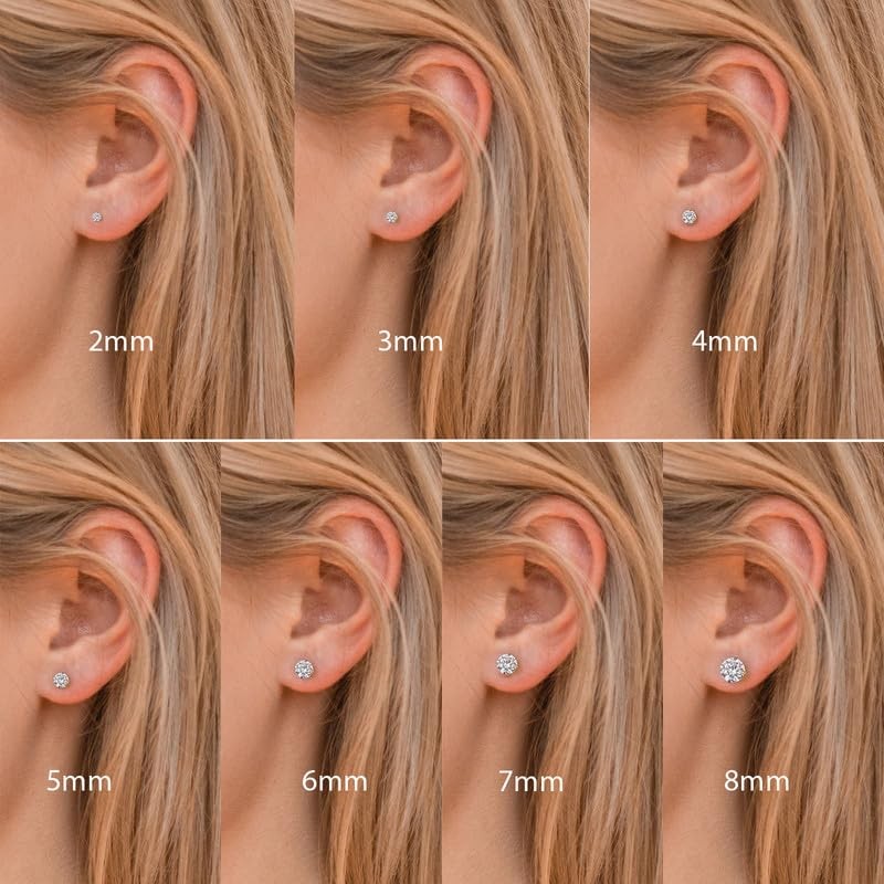 Titanium Earrings Push-in Threadless Flat Back Stud 8 millimeters, Gold-5mm