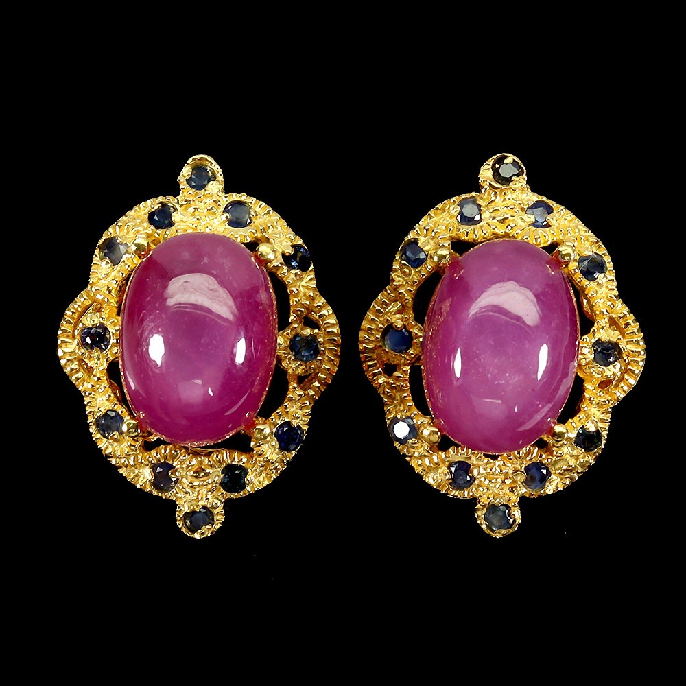 925 Sterling Silver Earrings Oval Ruby 11x9mm Sapphire Natural Gemstone Jewelry