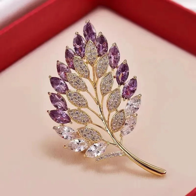 Ornate Leaf Brooch Pin Jewelry Womens Gift