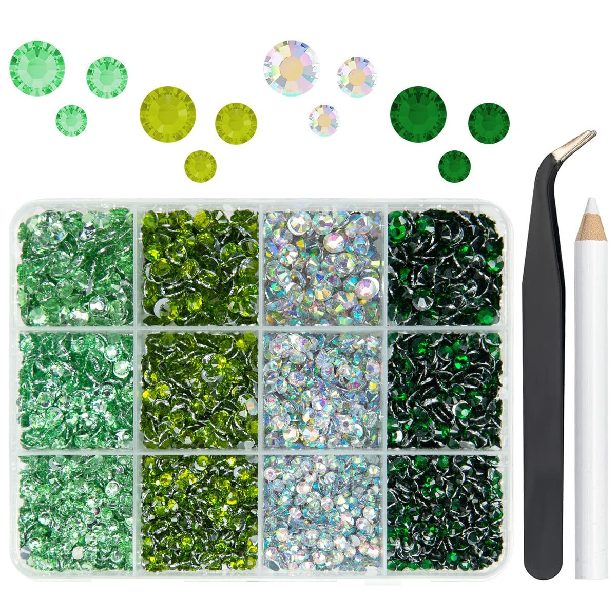 Resin Rhinestones for Crafting 3Mm 4Mm 5Mm 4 Color Light Green Olive Green Emera