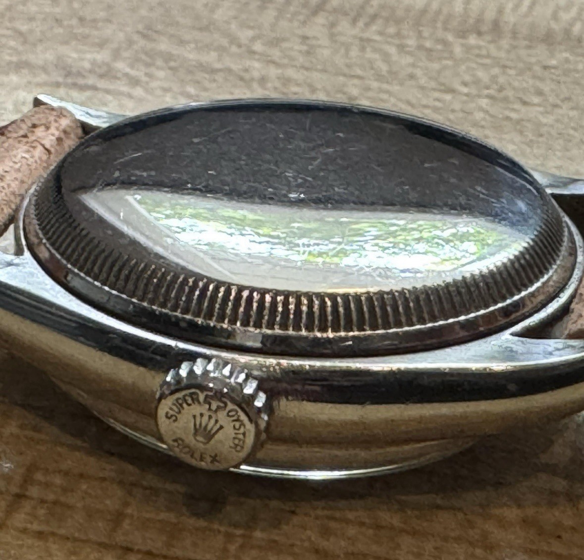 1952 Vintage ROLEX BUBBLEBACK 6103 Honeycomb Waffle dial Rare 2piece 635 Cosc