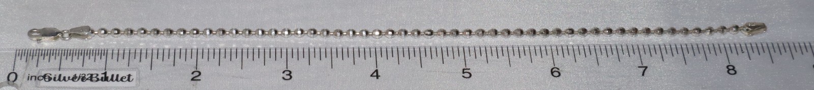 Sterling Silver Diamond Cut 2mm Beaded Italy Bracelet or Anklet 8 1/2 inches