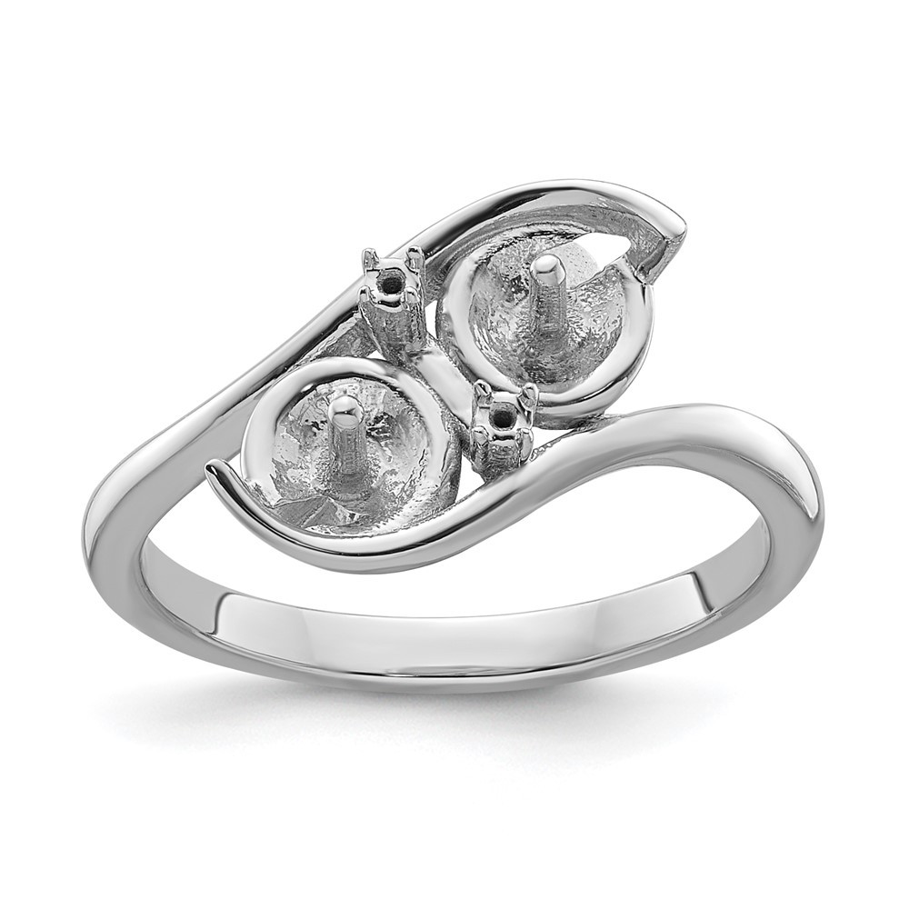 Real 14K White Gold 6mm Pearl & Diamond Ring Mounting S:6; Women & Men