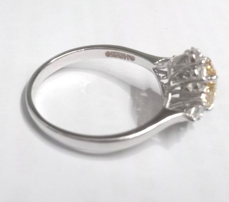 14K White Gold Fancy Vivid Yellow 2.4Ct IGI Lab Grown Oval Cut Diamond Ring