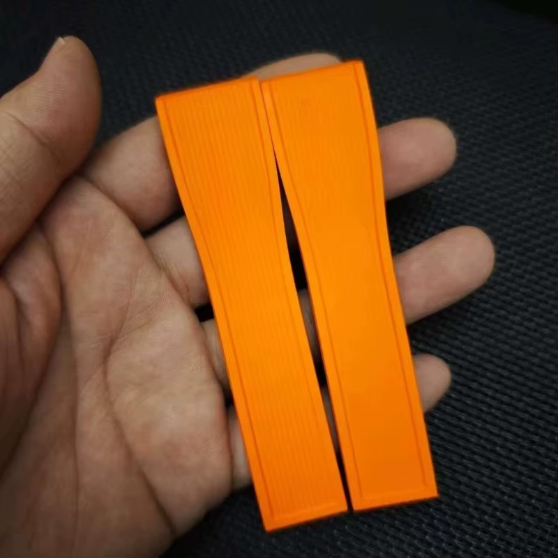 Black Orange Fluorine Rubber Strap Fits Omega Seamaster 1200M 224