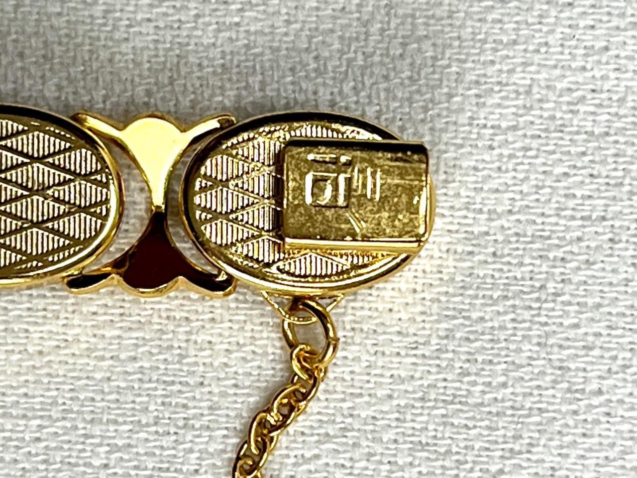 Vintage ia Midas Damascene Toledo Spain Oval Link Bracelet w/Doves Flowers #29-8