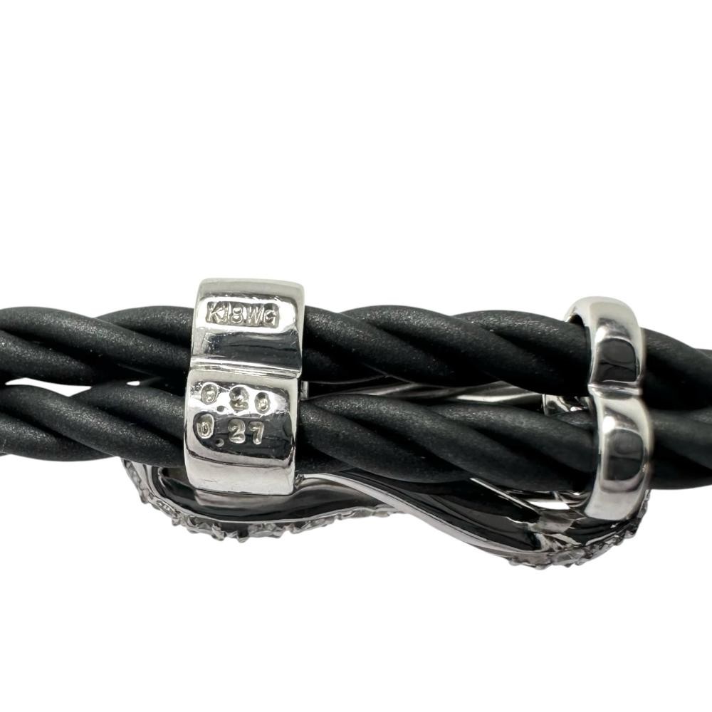 Magnet type diamond 0.20/0.27 ct bracelet K18WG white gold/black string 5.7g…