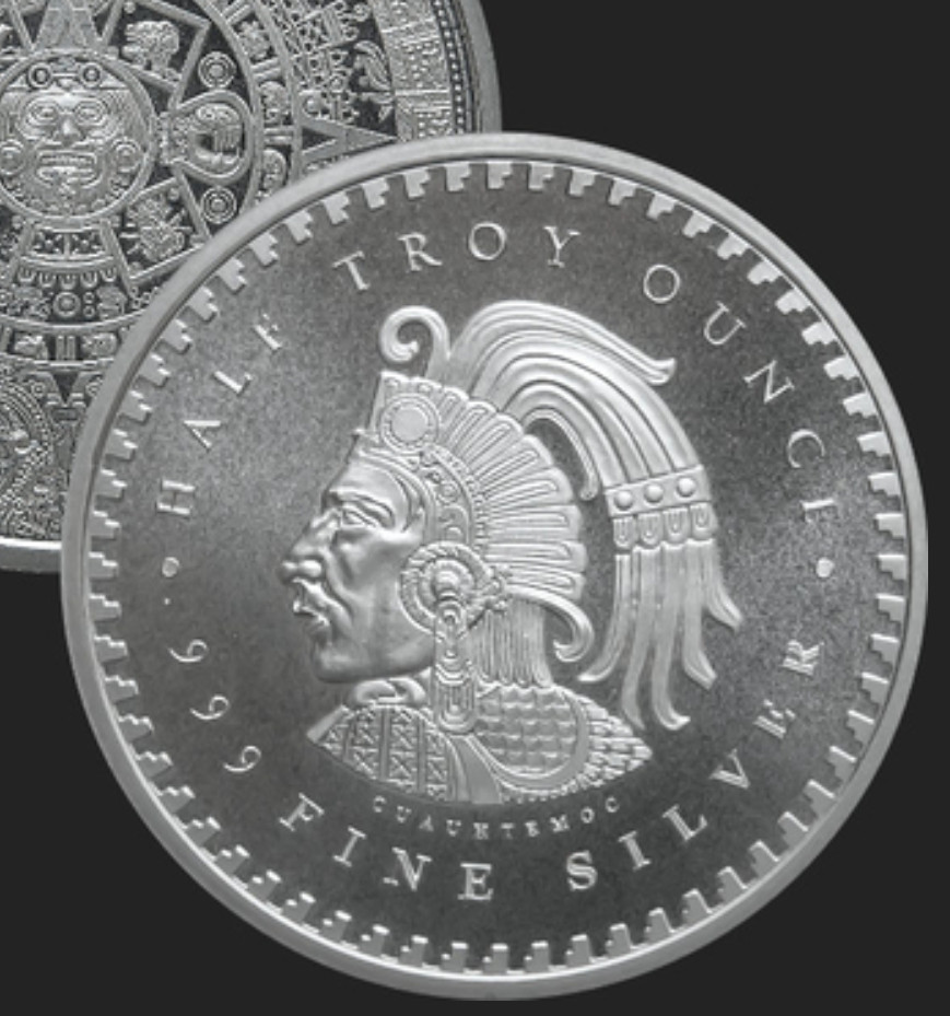 PURE SILVER Aztec Calendar Coin Ring 1/2 toz USA Handmade SIZES 5-13 JEWELRY GSM