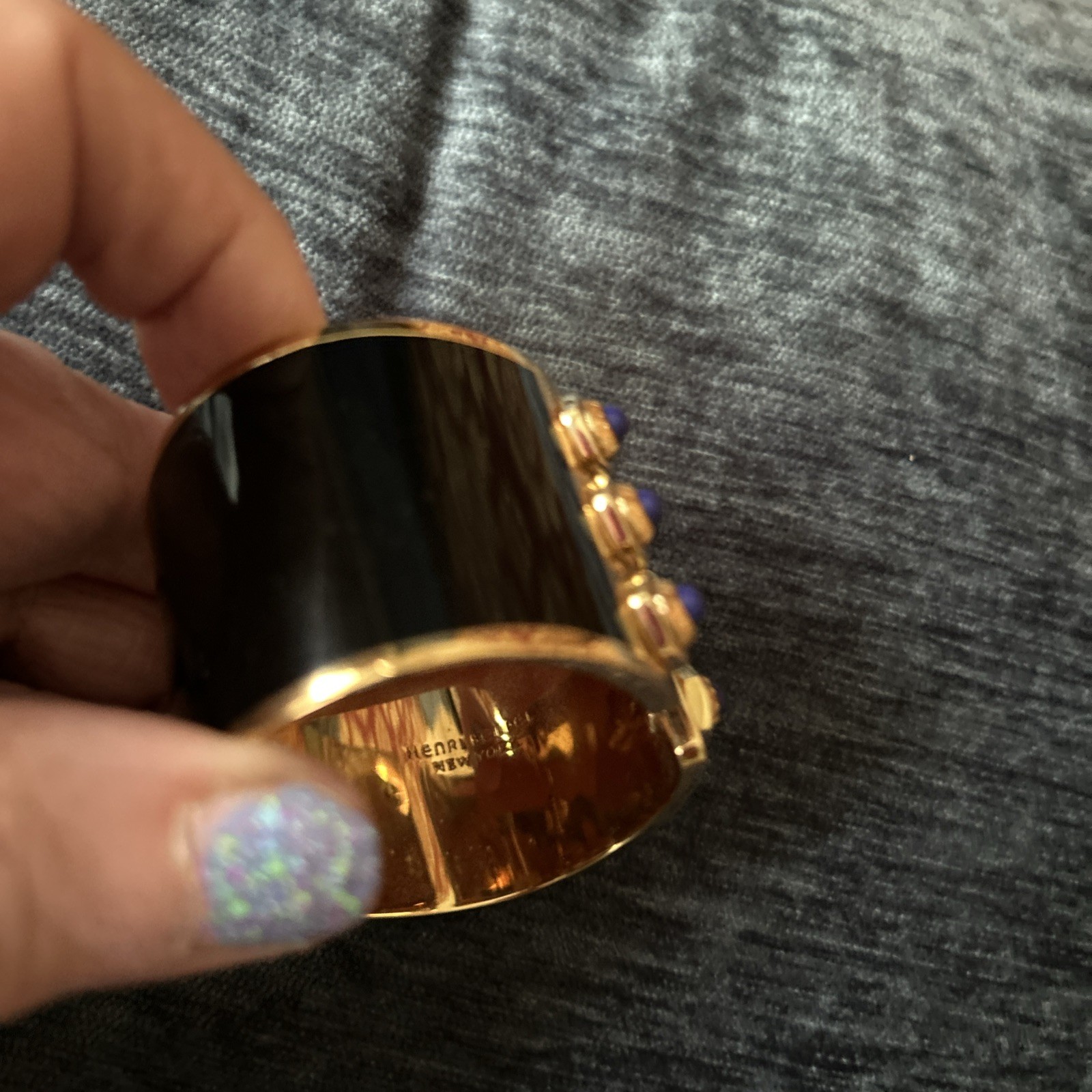 VTG Henri Bendel Cuff Signed Bracelet Stones. Beautiful