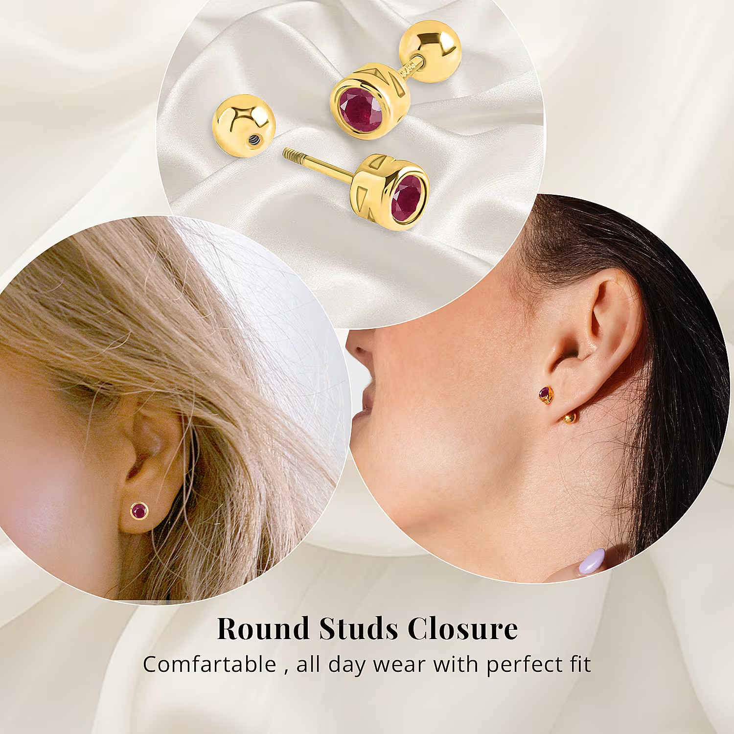 Poke Free 0.70 ctw Stud Earrings in 18K Vermeil Sterling Silver