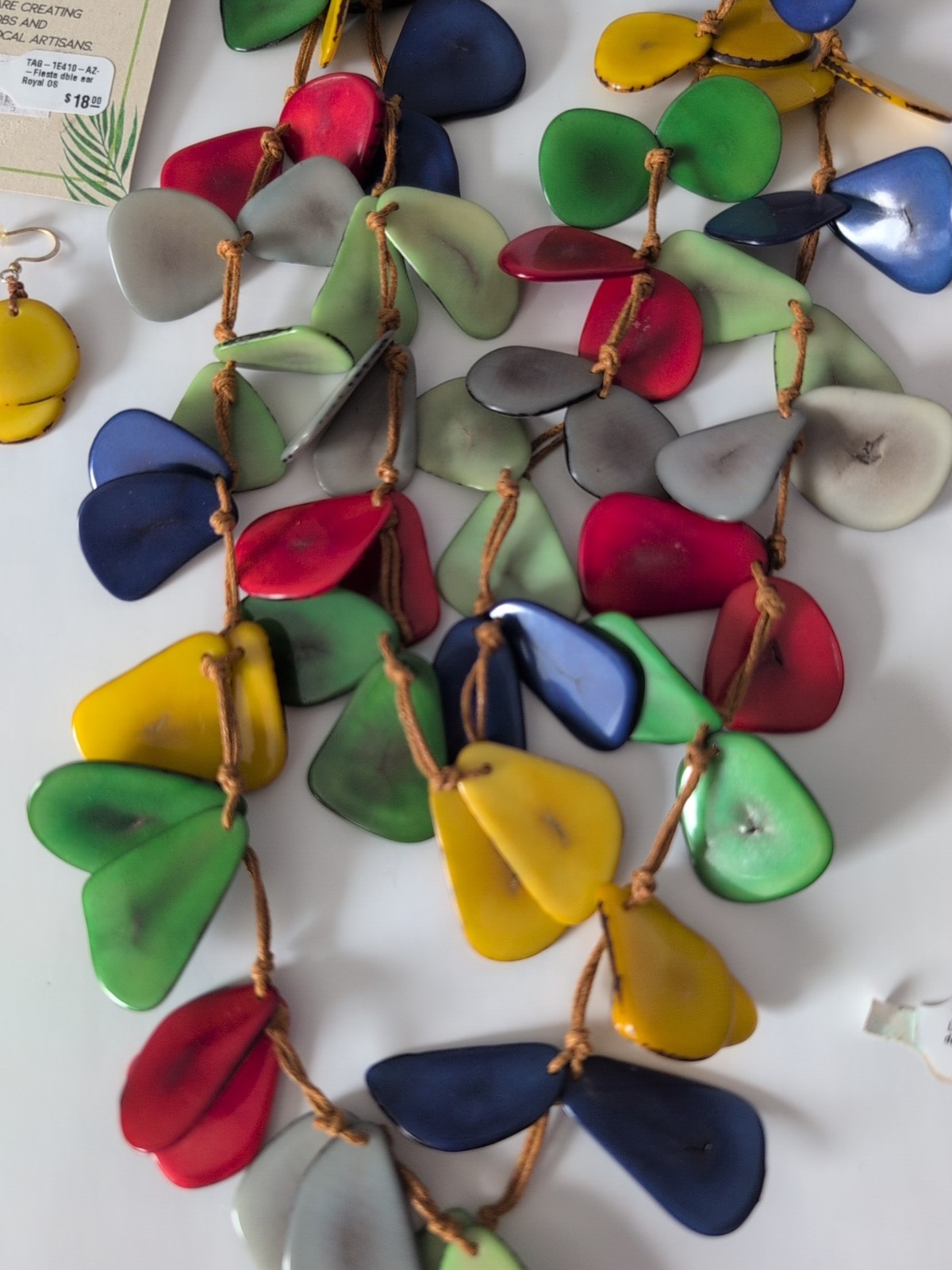 Tagua Soraya Cedeno Multicolor Handmade Double Strand Adj Necklace Earrings Set