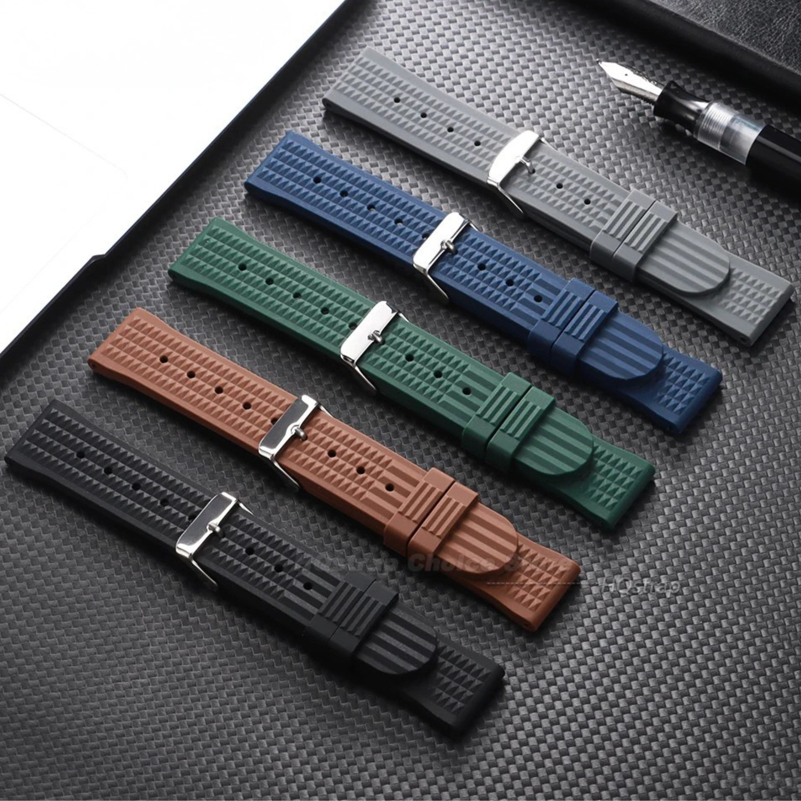 Seiko SKX007 SKX009 Waffle Rubber Strap 20mm 22mm Dive Watch Band Waterproof