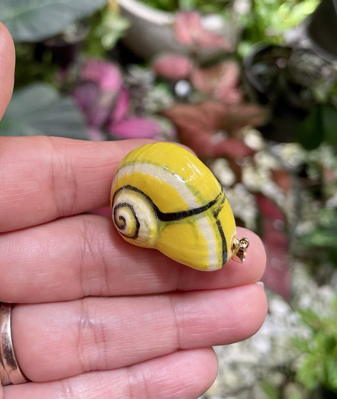 Handmade Ceramic Pendant Jewelry. Unique piece. Lemon Yellow