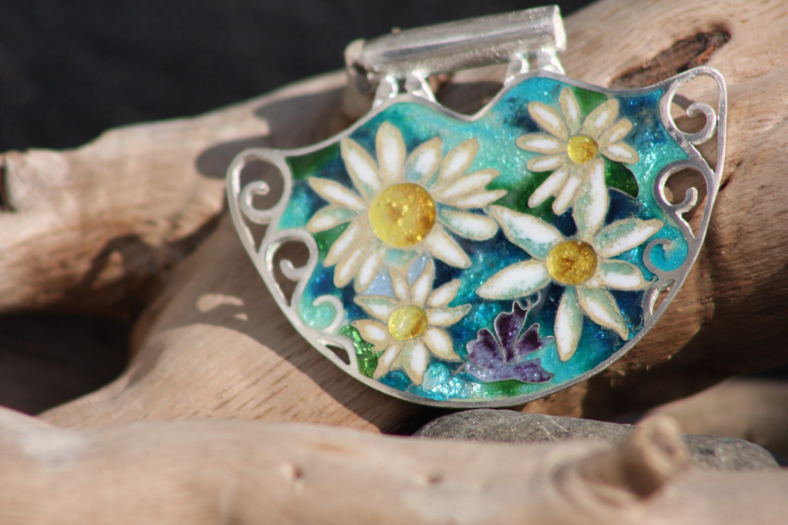 Sterling Silver handmade minankari – cloisonne enamel- Flowers