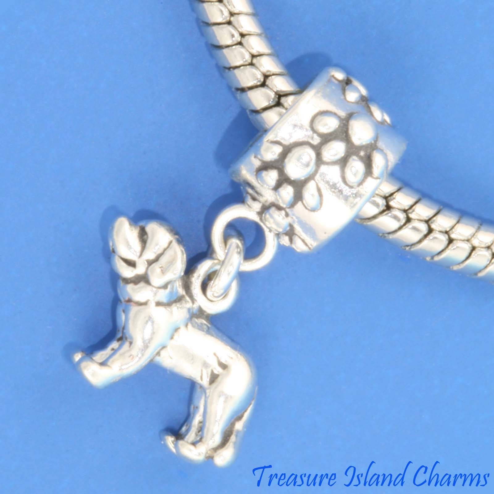 Saint St Bernard Dog Breed 925 Solid Sterling Silver European Dangle Bead Charm